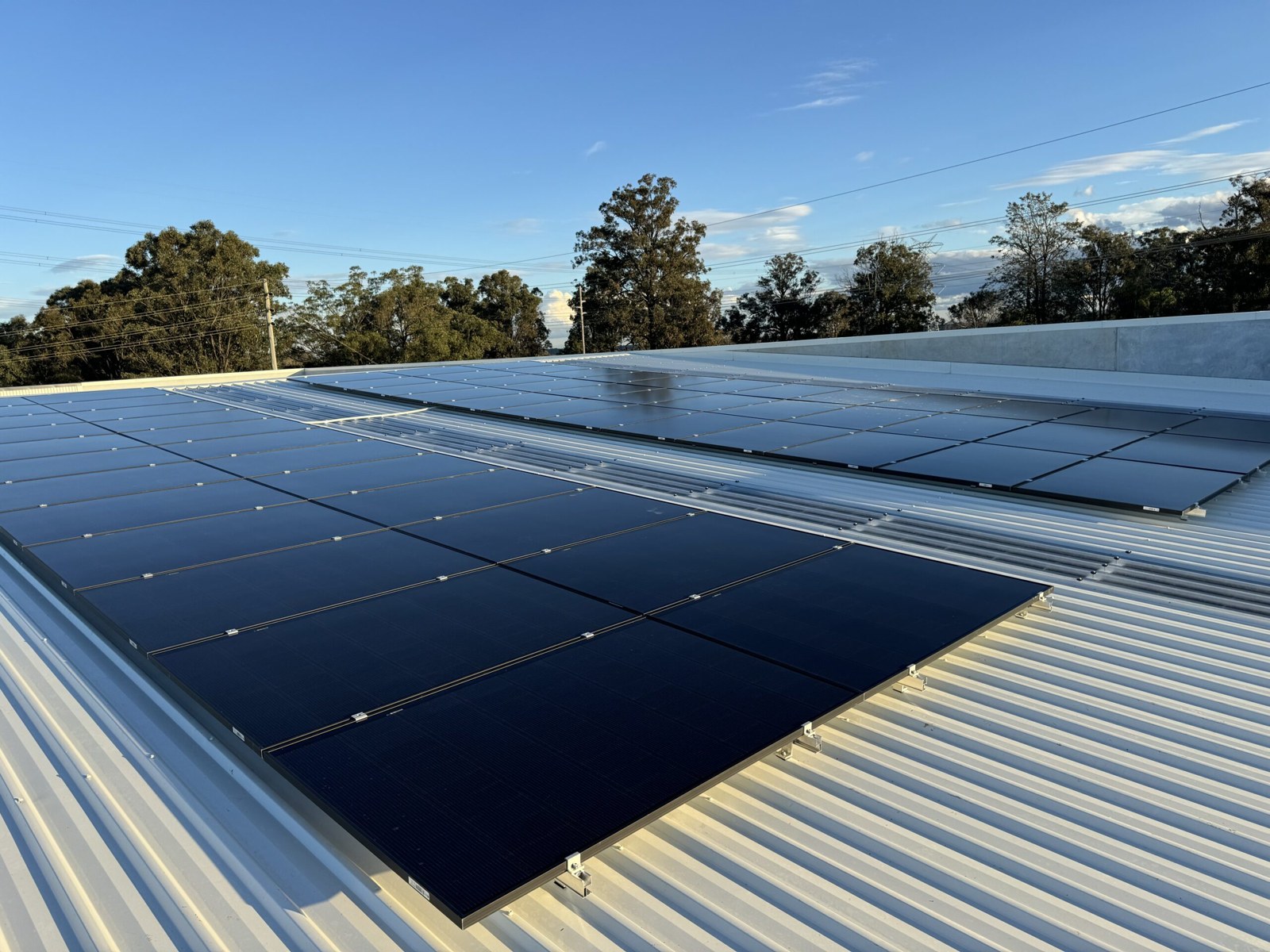 Black solar panels on a Colorbond roof